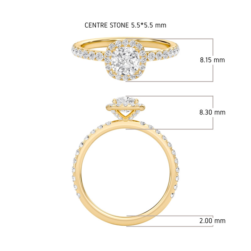Cushion Halo Embellished Prongs Ring