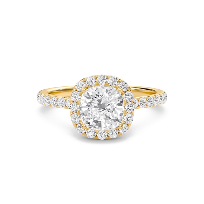 Cushion Halo Embellished Prongs Ring