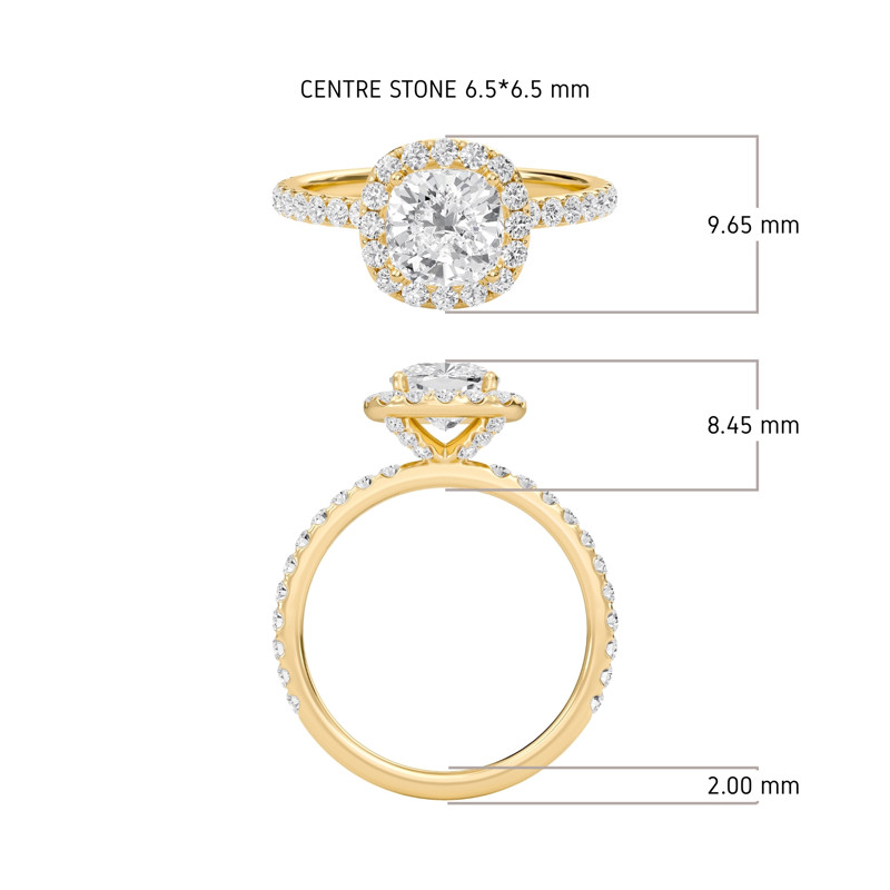 Cushion Halo Embellished Prongs Ring