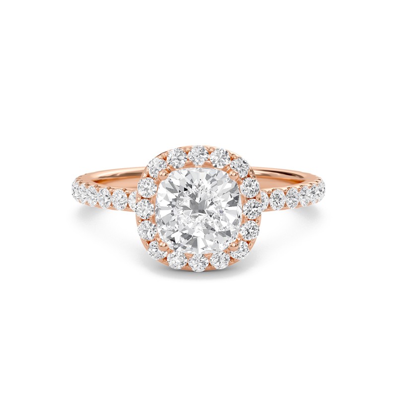 Cushion Halo Embellished Prongs Ring