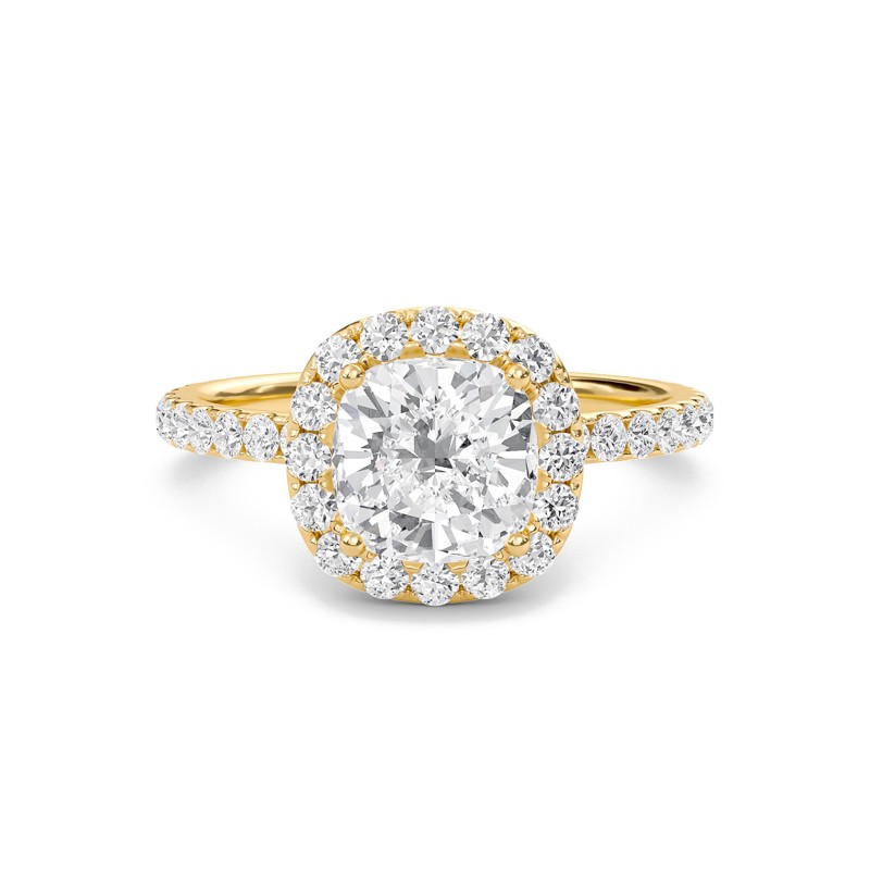 Cushion Halo Embellished Prongs Ring