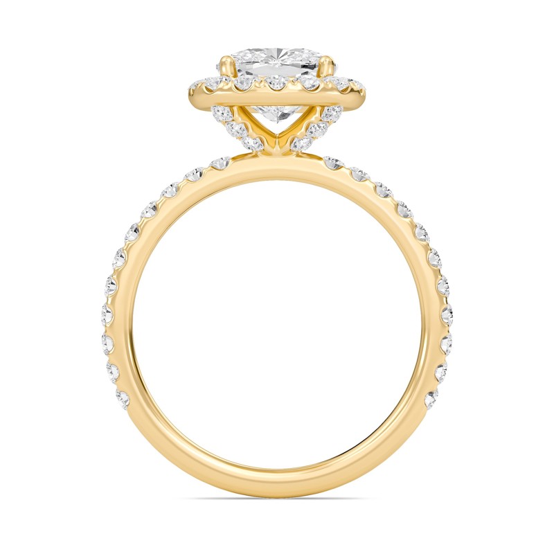 Cushion Halo Embellished Prongs Ring