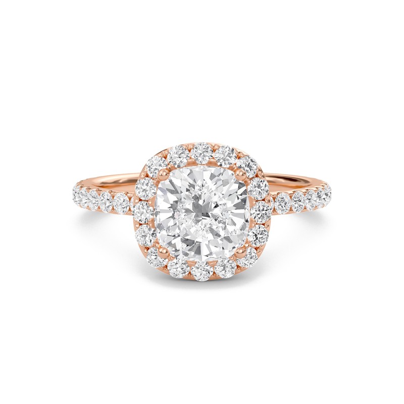 Cushion Halo Embellished Prongs Ring