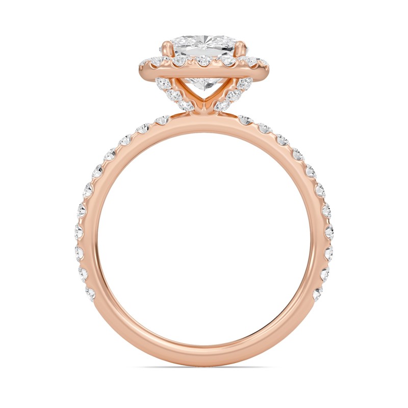 Cushion Halo Embellished Prongs Ring