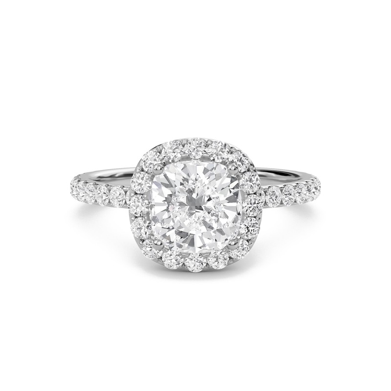 Cushion Halo Embellished Prongs Ring