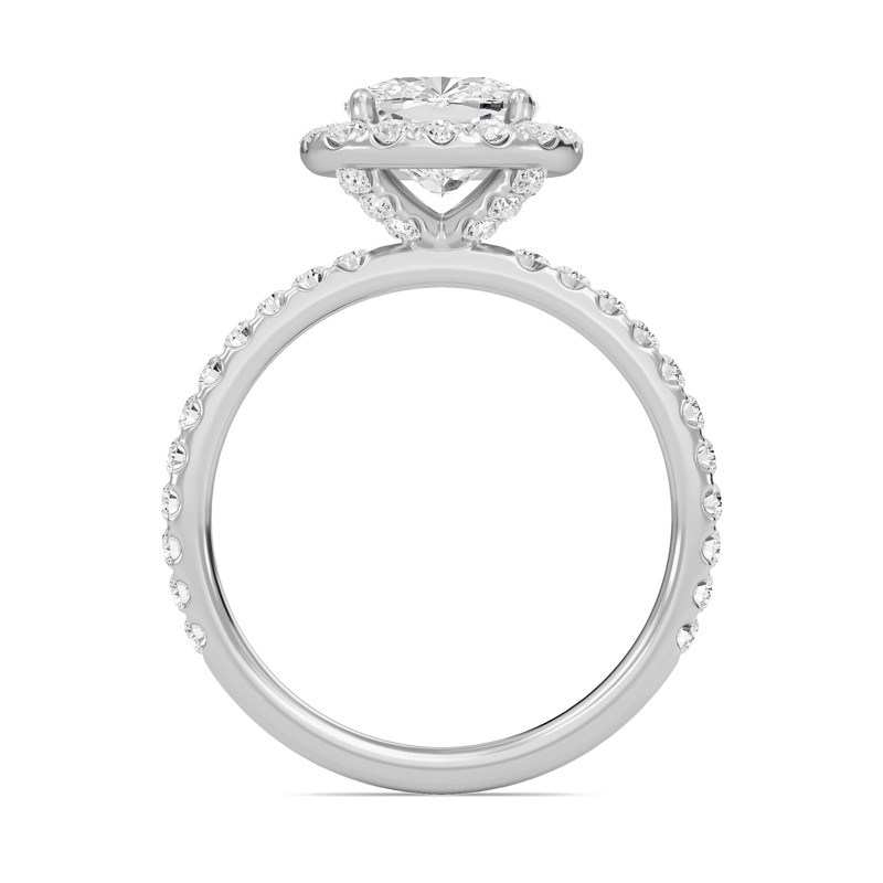 Cushion Halo Embellished Prongs Ring