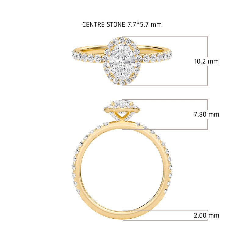Oval Halo Embellished Prongs Ring