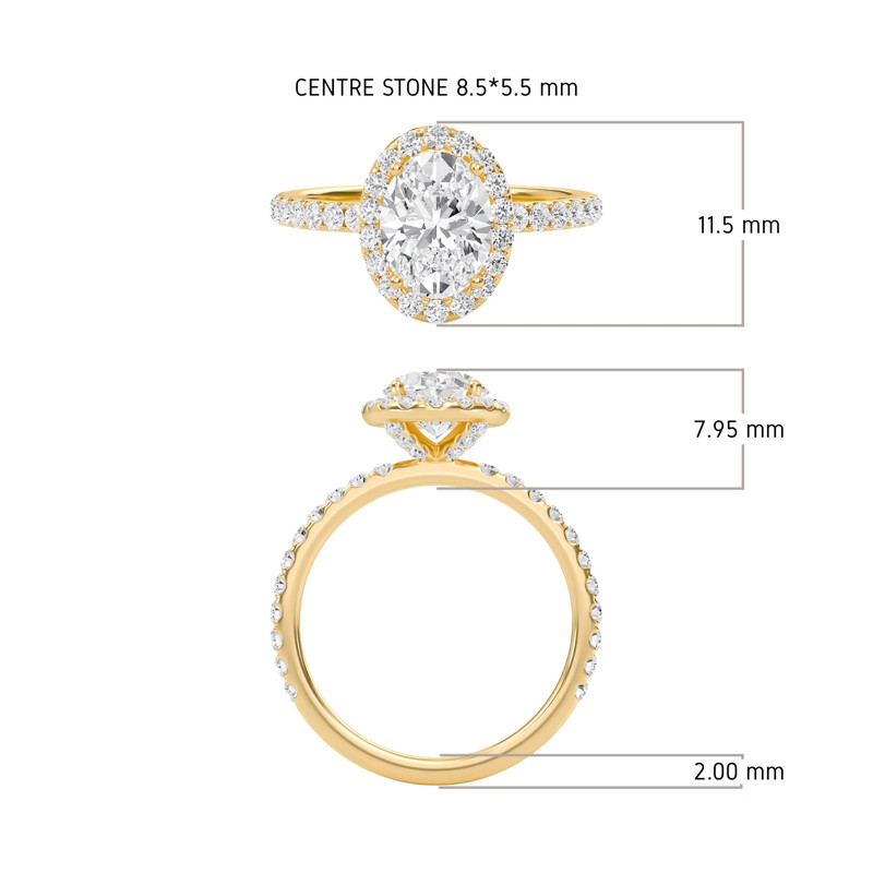 Oval Halo Embellished Prongs Ring