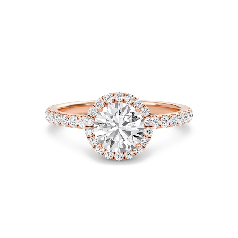 Round Halo Embellished Prongs Ring