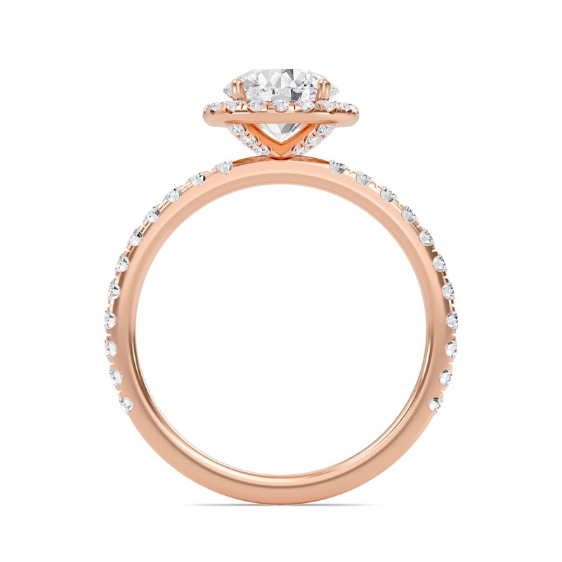 Round Halo Embellished Prongs Ring