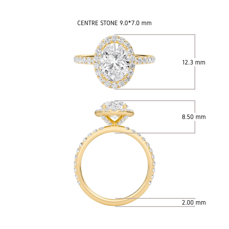 Oval Halo Embellished Prongs Ring