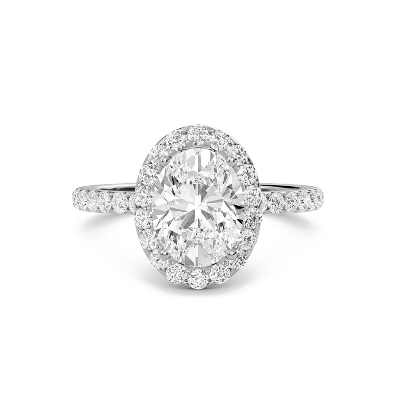 Oval Halo Embellished Prongs Ring
