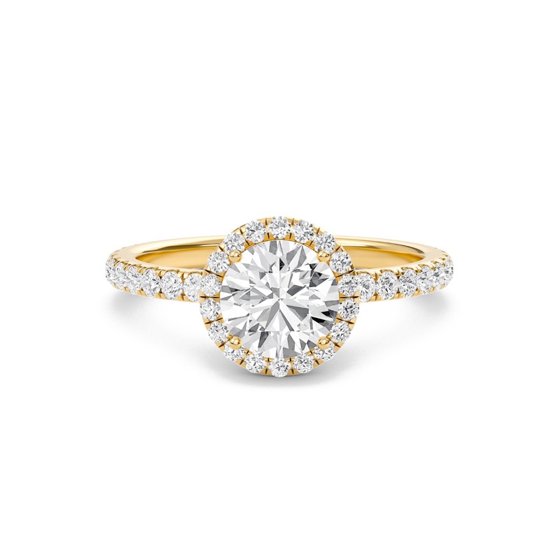 Round Halo Embellished Prongs Ring