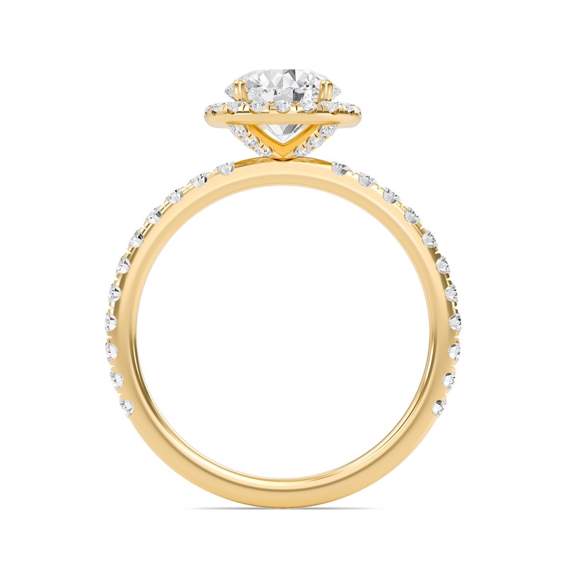 Round Halo Embellished Prongs Ring