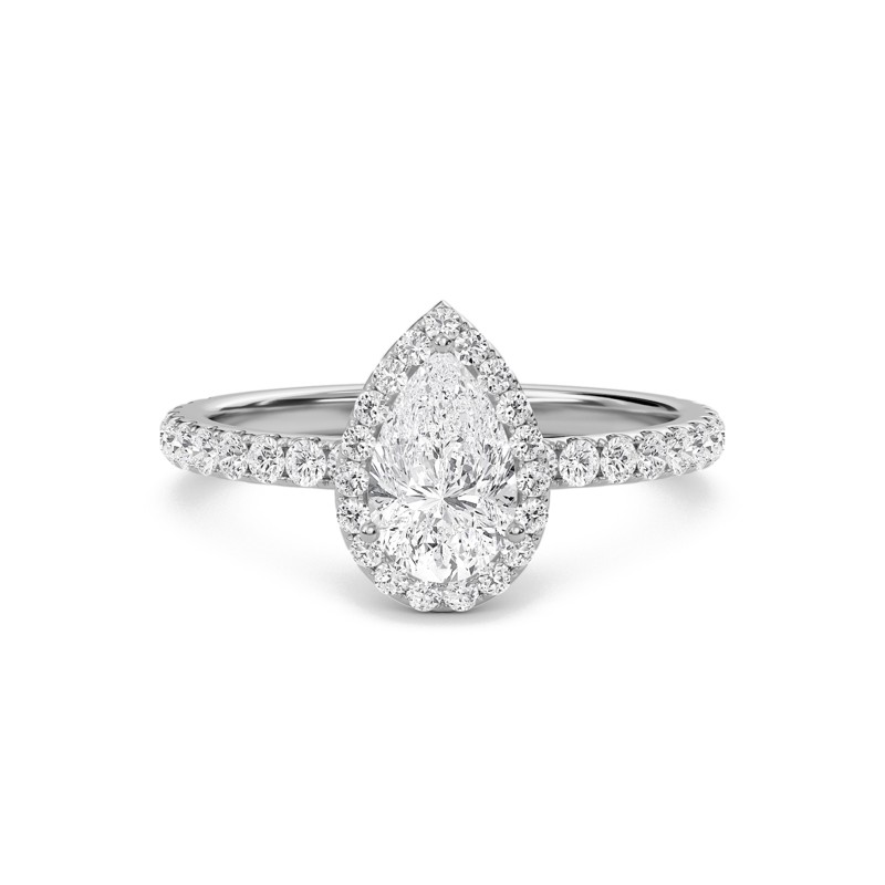 Pear Halo Embellished Prongs Ring