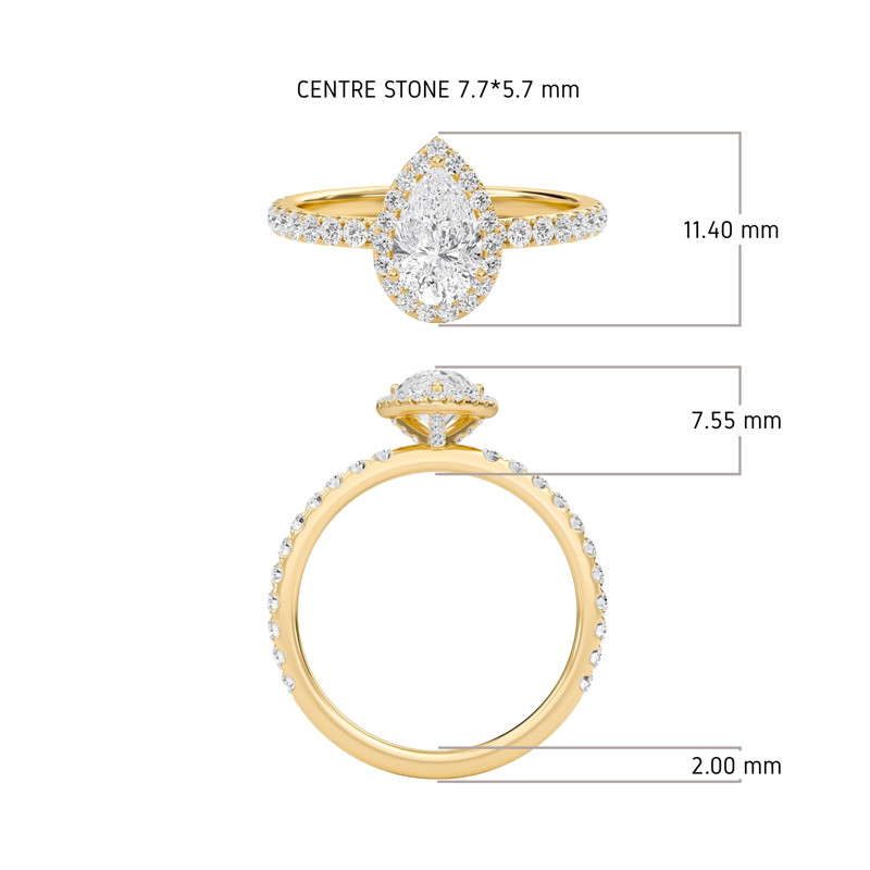 Pear Halo Embellished Prongs Ring