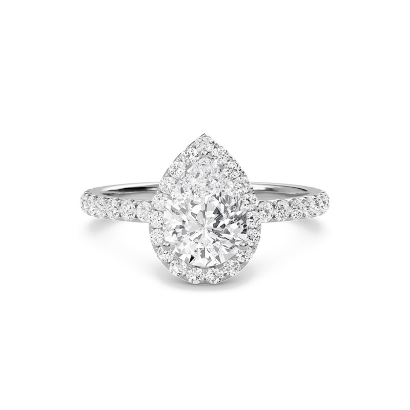 Pear Halo Embellished Prongs Ring