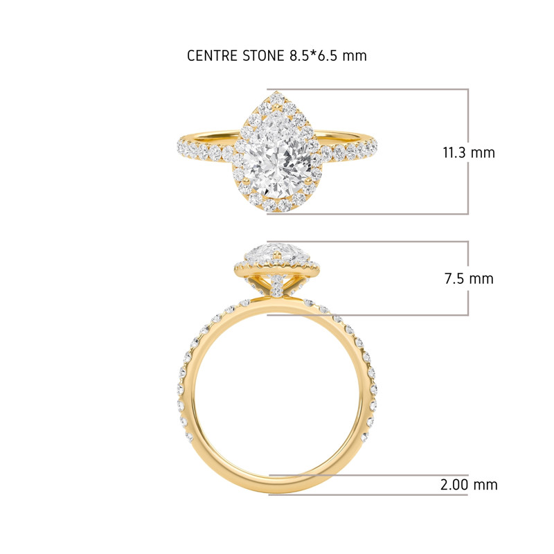 Pear Halo Embellished Prongs Ring