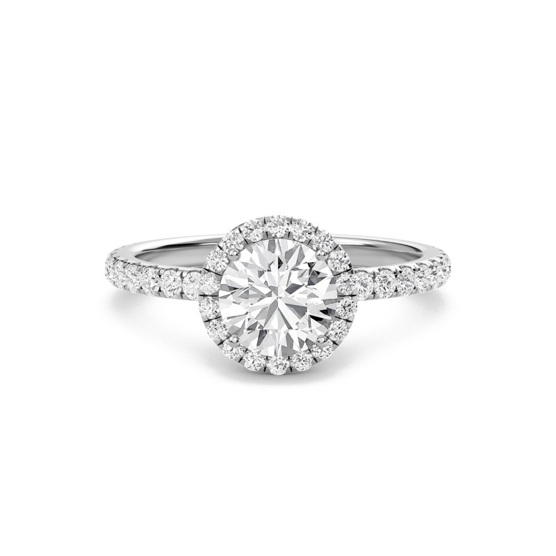 Round Halo Embellished Prongs Ring