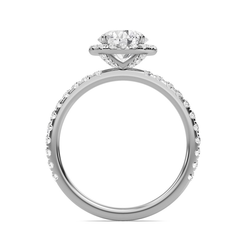 Round Halo Embellished Prongs Ring