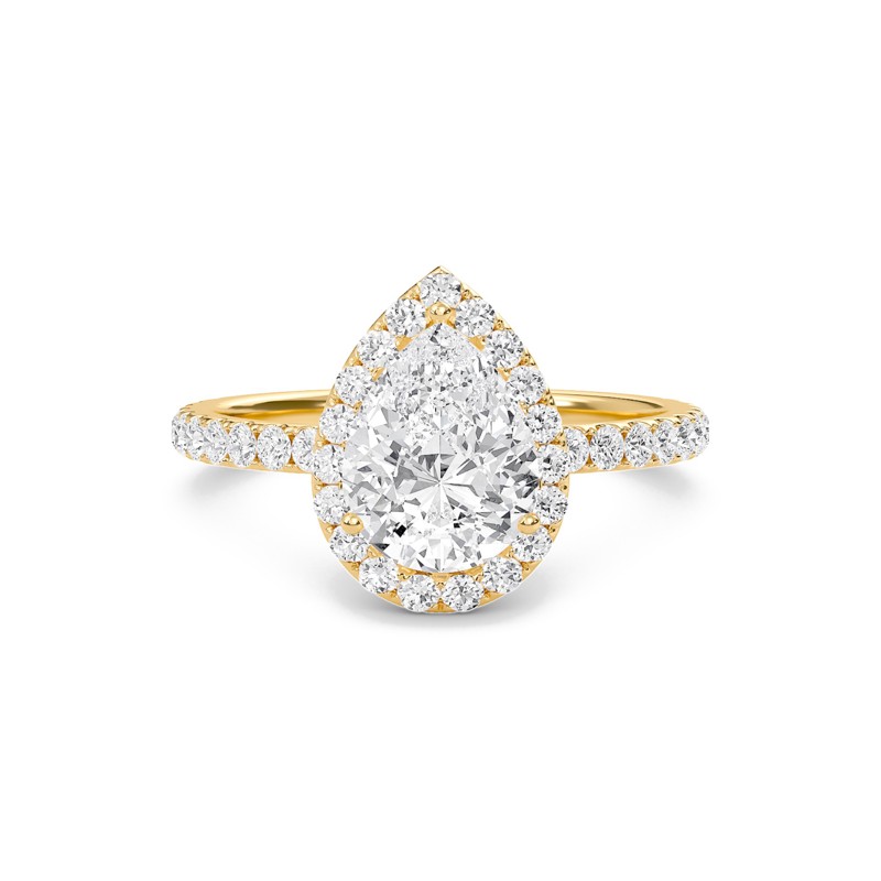 Pear Halo Embellished Prongs Ring