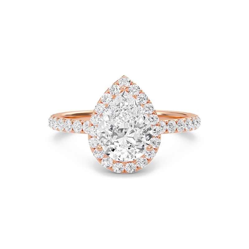 Pear Halo Embellished Prongs Ring