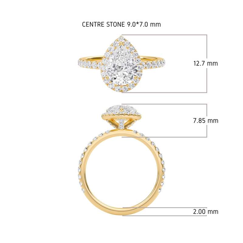Pear Halo Embellished Prongs Ring