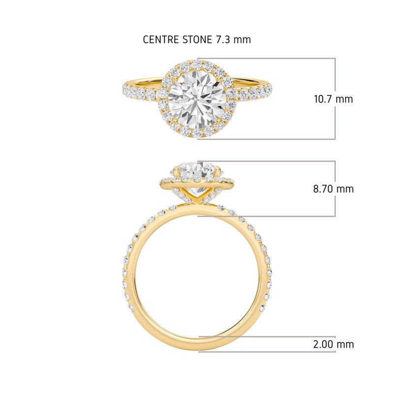 Round Halo Embellished Prongs Ring