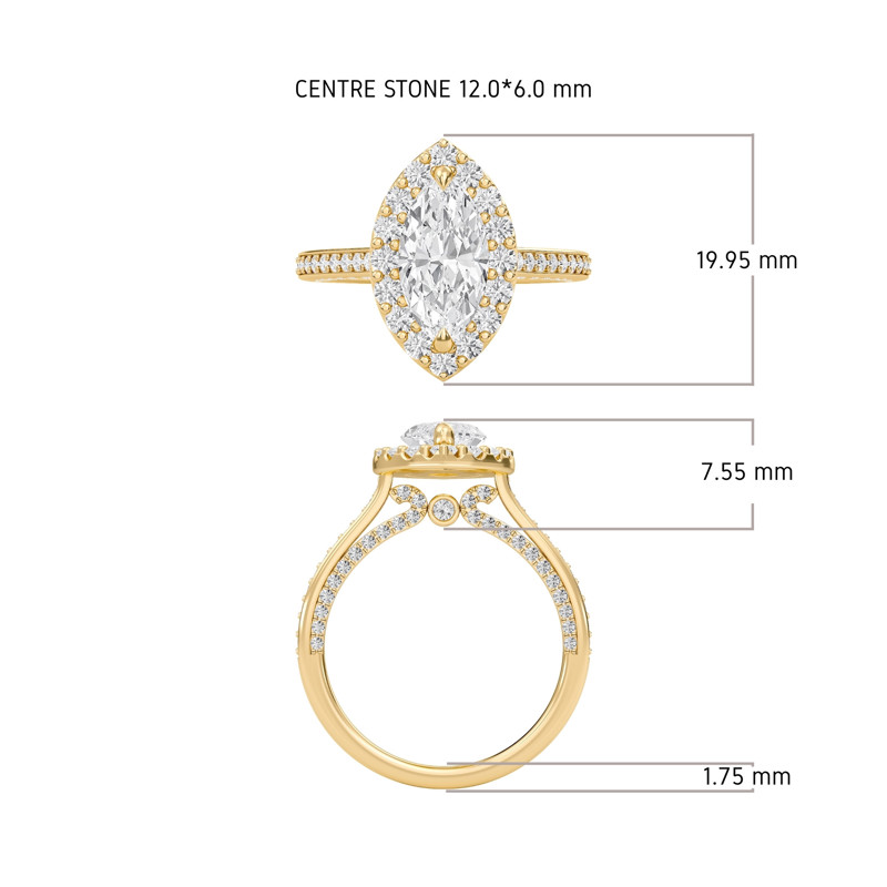 Marquise Halo Front accented Engagement Ring
