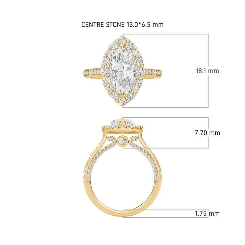Marquise Halo Front accented Engagement Ring