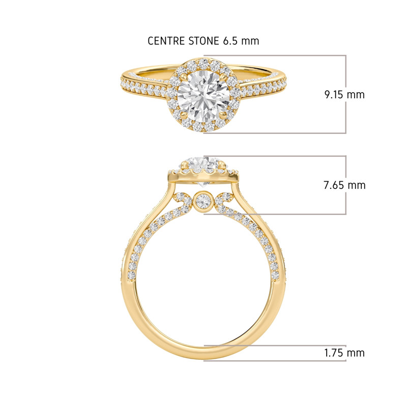 Round Halo Front accented Engagement Ring