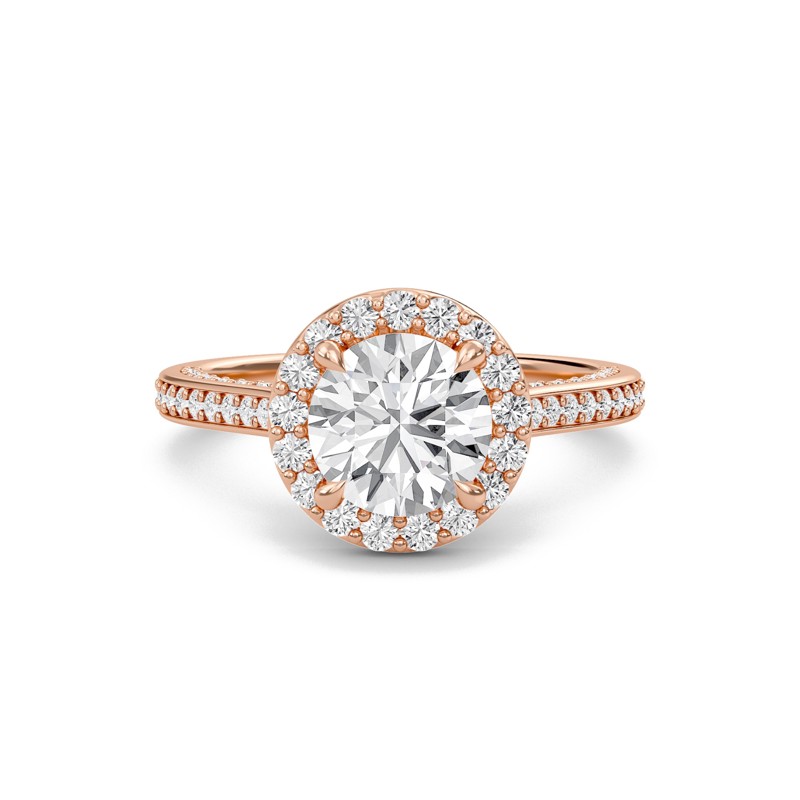 Round Halo Front accented Engagement Ring