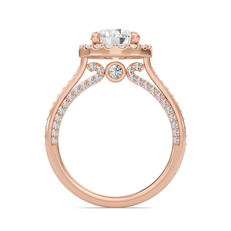 Round Halo Front accented Engagement Ring