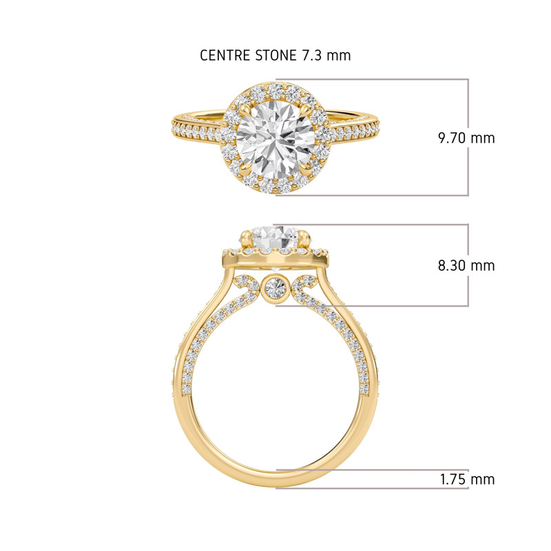 Round Halo Front accented Engagement Ring