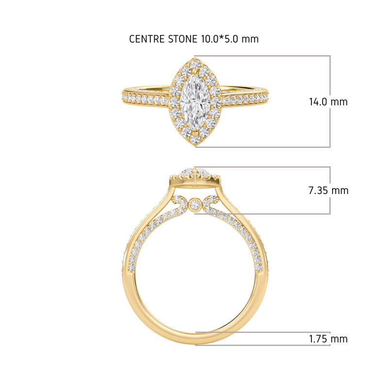 Marquise Halo Front accented Engagement Ring