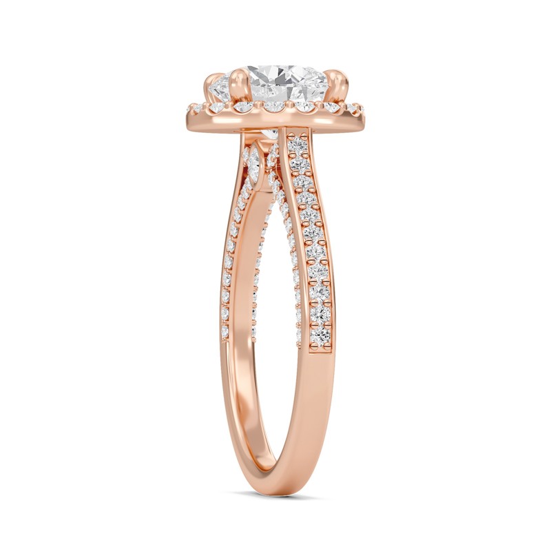 Round Halo Front accented Engagement Ring