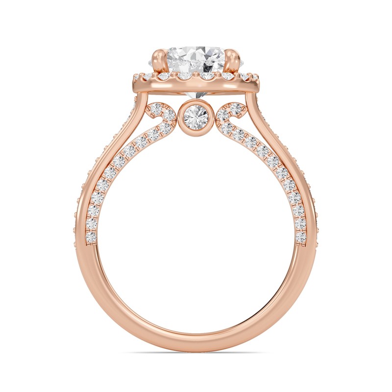 Round Halo Front accented Engagement Ring