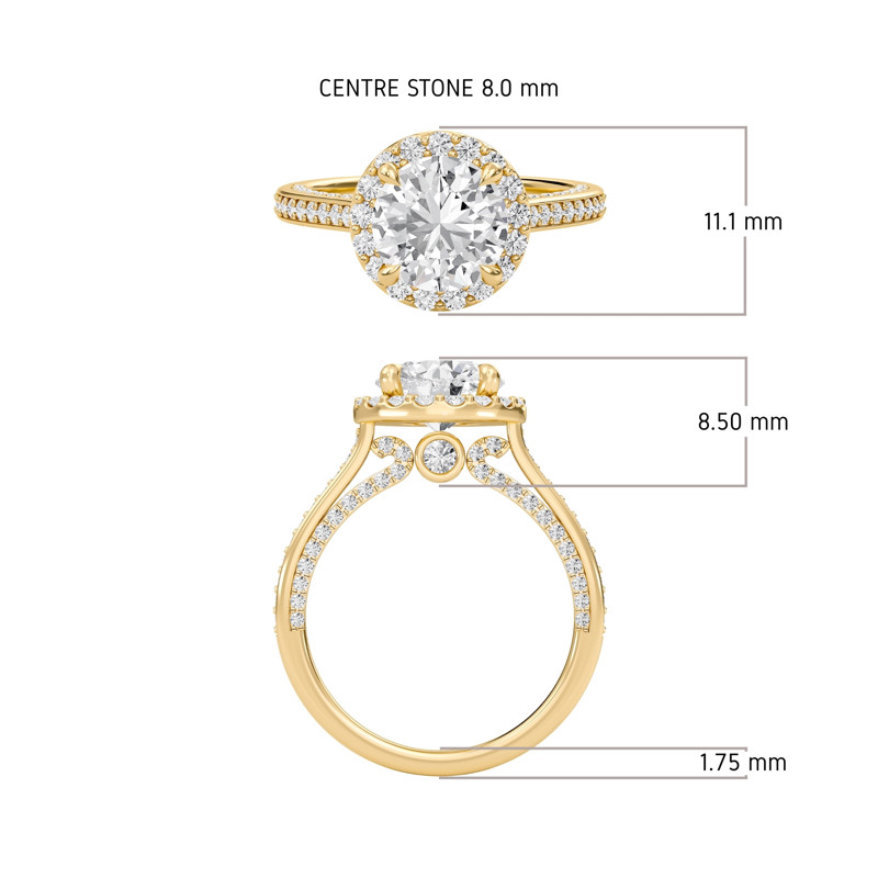 Round Halo Front accented Engagement Ring