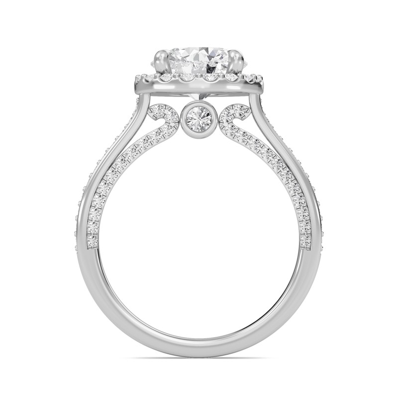 Round Halo Front accented Engagement Ring
