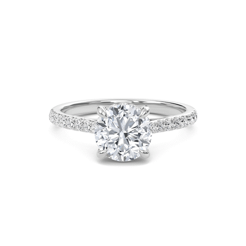 Round Cathedral Pave Hidden Halo Engagement Ring