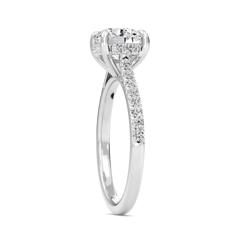 Round Cathedral Pave Hidden Halo Engagement Ring