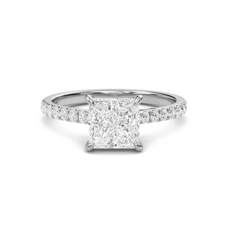 Princess Cathedral Pave Hidden Halo Engagement Ring