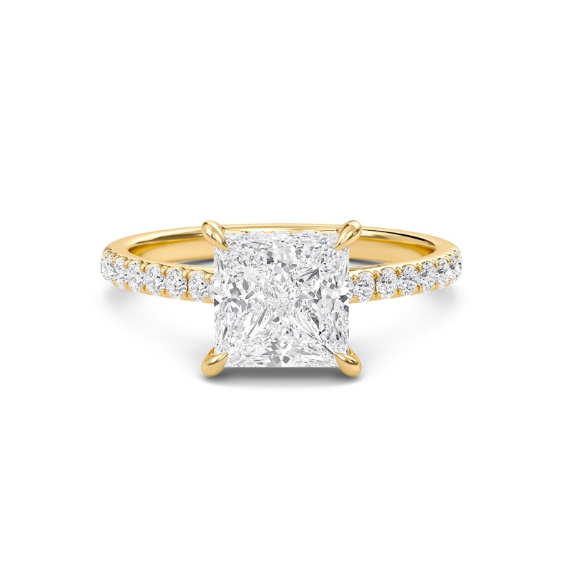 Princess Cathedral Pave Hidden Halo Engagement Ring
