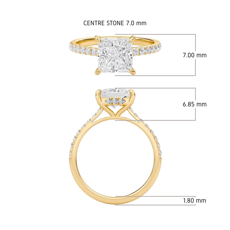 Princess Cathedral Pave Hidden Halo Engagement Ring