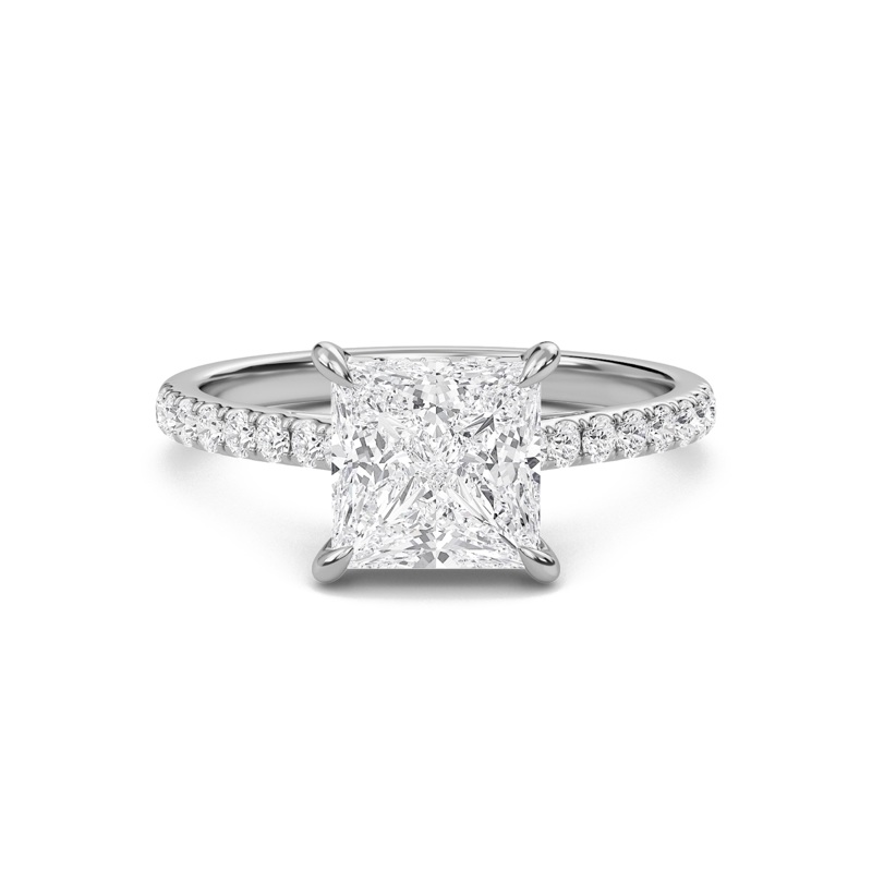 Princess Cathedral Pave Hidden Halo Engagement Ring
