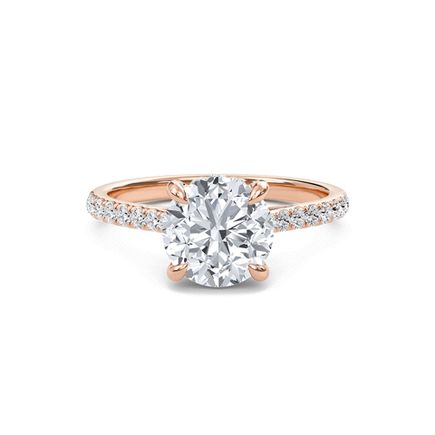 Round Cathedral Pave Hidden Halo Engagement Ring