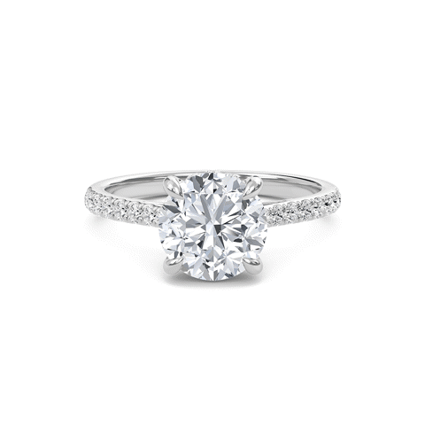 Round Cathedral Pave Hidden Halo Engagement Ring
