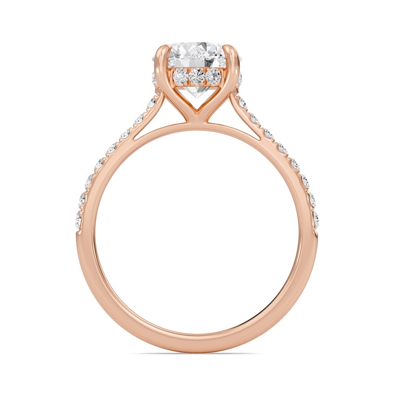 Round Cathedral Pave Hidden Halo Engagement Ring