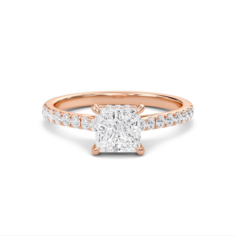Princess Cathedral Pave Hidden Halo Engagement Ring