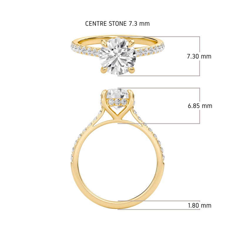 Round Cathedral Pave Hidden Halo Engagement Ring